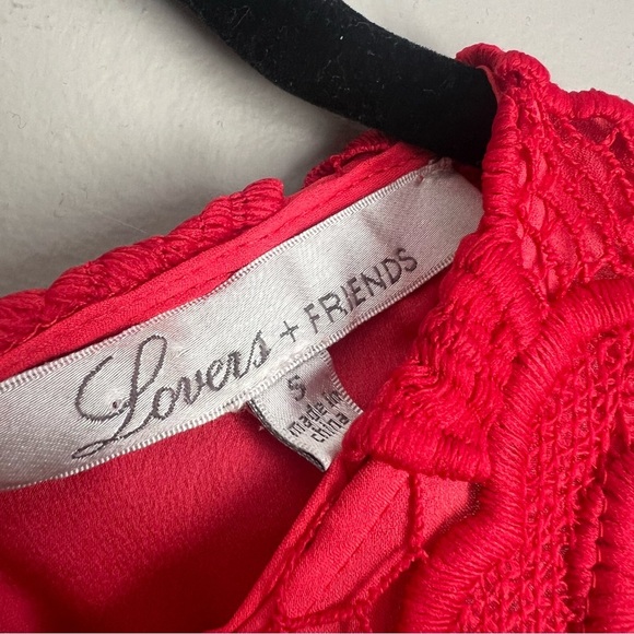 2/25 Lovers + Friends Caspian Floral Red Lace Embroidered Mini Dress - Picture 5 of 7